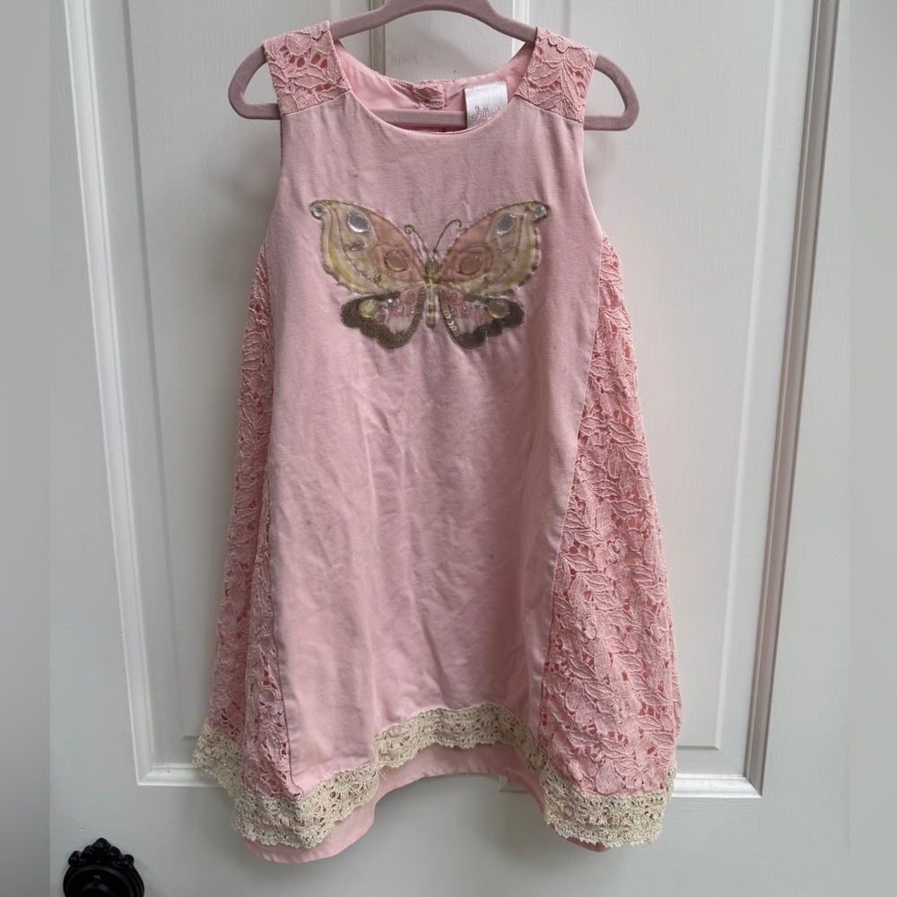 Jillian’s Closet 4T Girls Charming Pink Butterfly Lace Sleeveless Dress